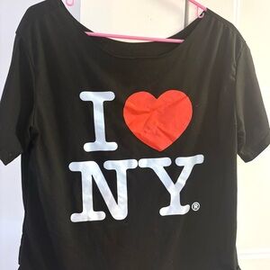 I Love NY Off The Shoulder Black T-Shirt